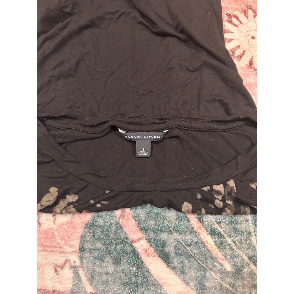 Banana Republic Black Abstract Animal Print Modal Soft Short Sleeve Top Size S‎ - Picture 4 of 7